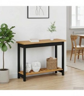 VidaXL Console Table EKAI Black 112 x 35 x 76 cm Solid Pine Wood