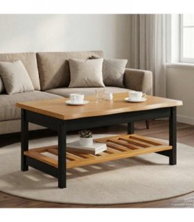 VidaXL Coffee Table EKAI Black 100 x 60 x 45.5 cm Solid Pine Wood