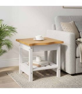 VidaXL Side Table EKAI White 50 x 50 x 45.5 cm Solid Pine Wood