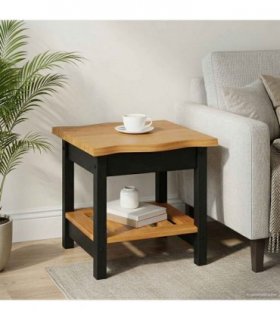 VidaXL Side Table EKAI Black 50 x 50 x 45.5 cm Solid Pine Wood