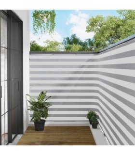 vidaXL Balcony Privacy Screen 150 x 300 cm Fabric with PU Coated — Colour: Light grey and white