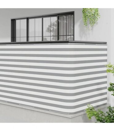 vidaXL Balcony Privacy Screen 150 x 300 cm Fabric with PU Coated — Colour: Light grey and white