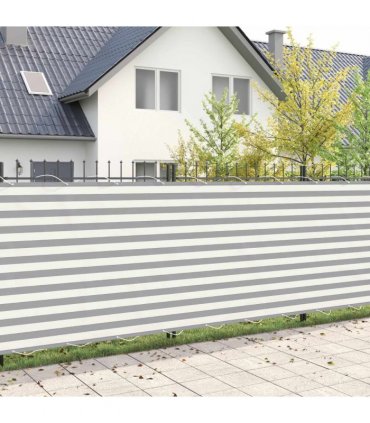 vidaXL Balcony Privacy Screen 150 x 300 cm Fabric with PU Coated — Colour: Light grey and white