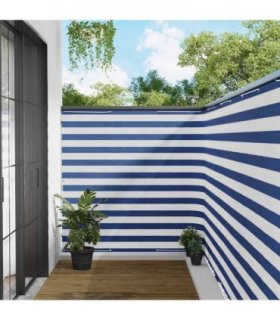 vidaXL Balcony Privacy Screen 150 x 600 cm Fabric with PU Coated — Colour: Blue and white