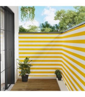vidaXL Balcony Privacy Screen 150 x 300 cm Fabric with PU Coated — Colour: Yellow and white