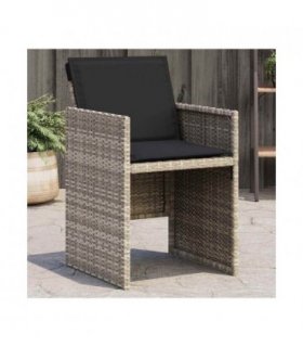 vidaXL Garden Chairs with Cushions 4 pcs Light Grey Poly Rattan