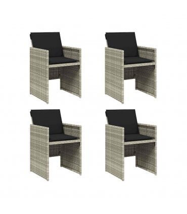 vidaXL Garden Chairs with Cushions 4 pcs Light Grey Poly Rattan