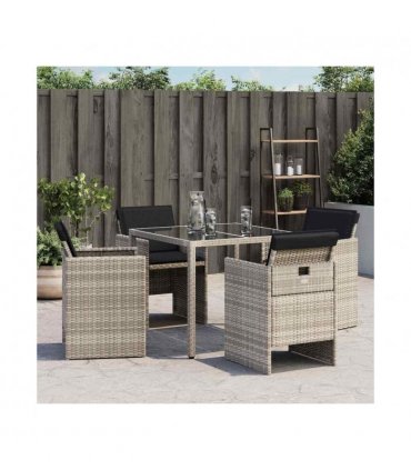 vidaXL Garden Chairs with Cushions 4 pcs Light Grey Poly Rattan
