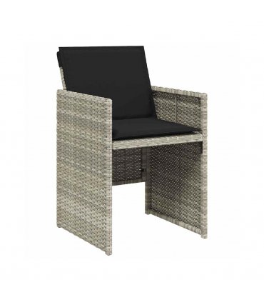vidaXL Garden Chairs with Cushions 4 pcs Light Grey Poly Rattan