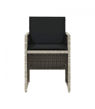 vidaXL Garden Chairs with Cushions 4 pcs Light Grey Poly Rattan