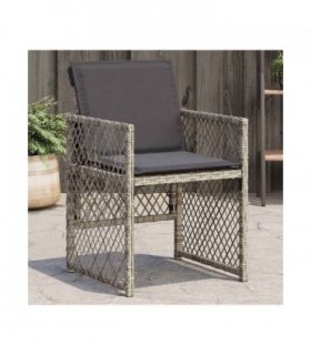 vidaXL Garden Chairs with Cushions 4 pcs Grey Poly Rattan
