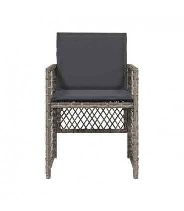 vidaXL Garden Chairs with Cushions 4 pcs Grey Poly Rattan