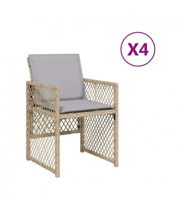 vidaXL Garden Chairs with Cushions 4 pcs Mix Beige Poly Rattan
