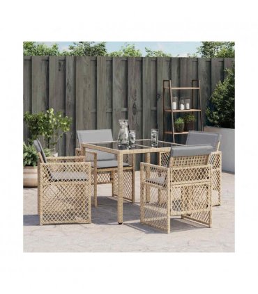 vidaXL Garden Chairs with Cushions 4 pcs Mix Beige Poly Rattan
