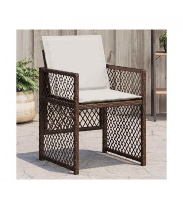 vidaXL Garden Chairs with Cushions 4 pcs Brown Poly Rattan