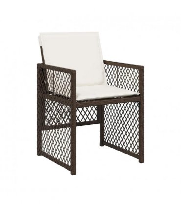 vidaXL Garden Chairs with Cushions 4 pcs Brown Poly Rattan