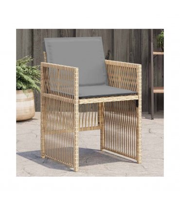 vidaXL Garden Chairs with Cushions 4 pcs Mix Beige Poly Rattan — V0672223996