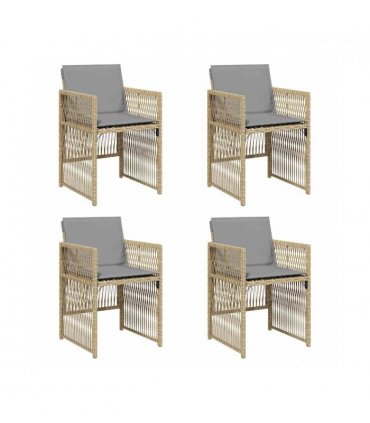 vidaXL Garden Chairs with Cushions 4 pcs Mix Beige Poly Rattan — V0672223996