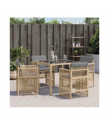 vidaXL Garden Chairs with Cushions 4 pcs Mix Beige Poly Rattan — V0672223996