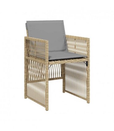 vidaXL Garden Chairs with Cushions 4 pcs Mix Beige Poly Rattan — V0672223996