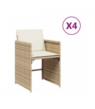 vidaXL Garden Chairs with Cushions 4 pcs Beige Poly Rattan