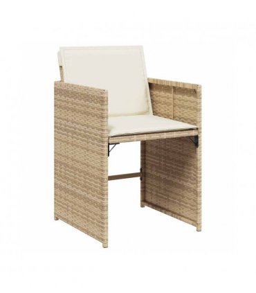 vidaXL Garden Chairs with Cushions 4 pcs Beige Poly Rattan