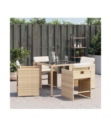 vidaXL Garden Chairs with Cushions 4 pcs Beige Poly Rattan