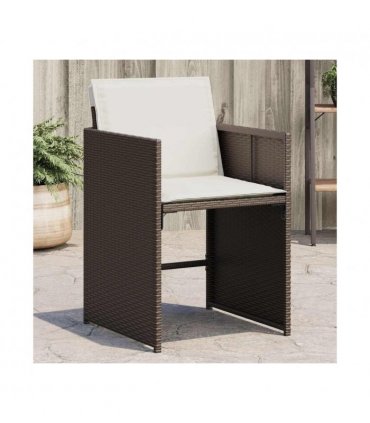vidaXL Garden Chairs with Cushions 4 pcs Brown Poly Rattan — V0672224003