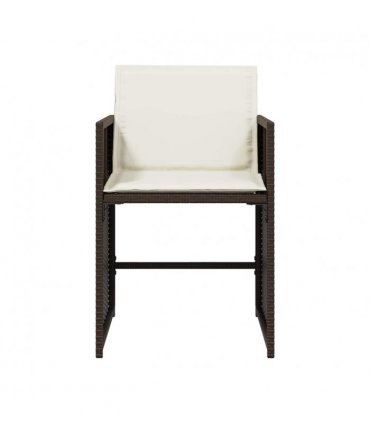 vidaXL Garden Chairs with Cushions 4 pcs Brown Poly Rattan — V0672224003