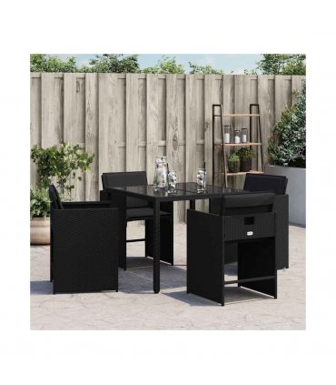 vidaXL Garden Chairs with Cushions 4 pcs Black Poly Rattan
