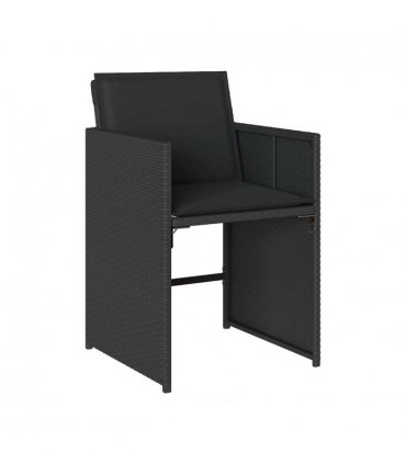 vidaXL Garden Chairs with Cushions 4 pcs Black Poly Rattan