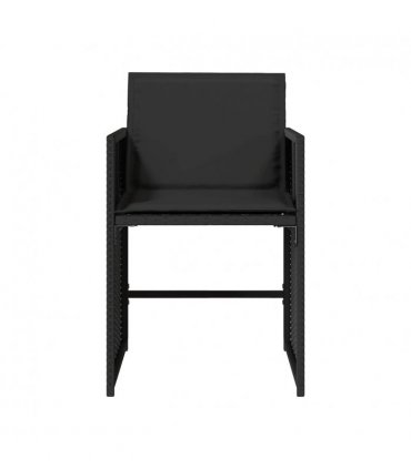 vidaXL Garden Chairs with Cushions 4 pcs Black Poly Rattan