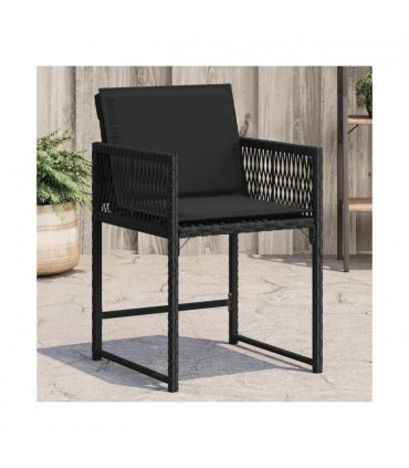 vidaXL Garden Chairs with Cushions 4 pcs Black Poly Rattan — V0672224010