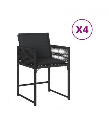 vidaXL Garden Chairs with Cushions 4 pcs Black Poly Rattan — V0672224010