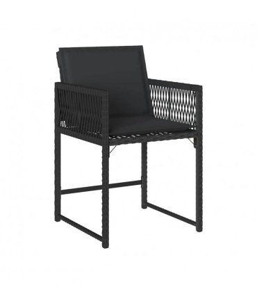 vidaXL Garden Chairs with Cushions 4 pcs Black Poly Rattan — V0672224010