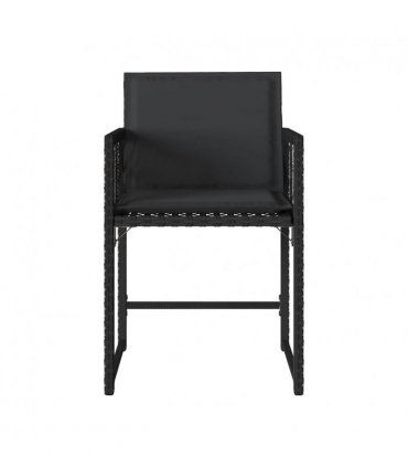 vidaXL Garden Chairs with Cushions 4 pcs Black Poly Rattan — V0672224010