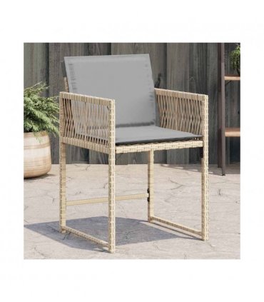 vidaXL Garden Chairs with Cushions 4 pcs Mix Beige Poly Rattan — V0672224011