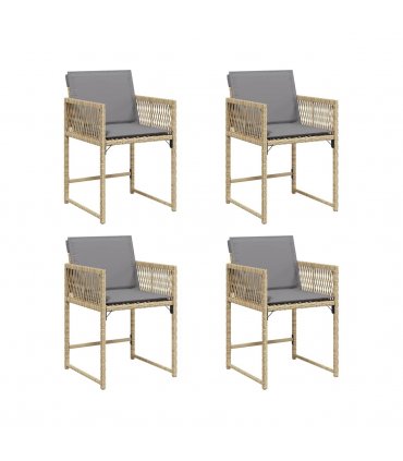 vidaXL Garden Chairs with Cushions 4 pcs Mix Beige Poly Rattan — V0672224011