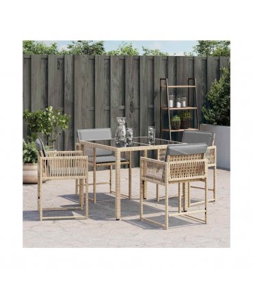 vidaXL Garden Chairs with Cushions 4 pcs Mix Beige Poly Rattan — V0672224011