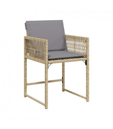 vidaXL Garden Chairs with Cushions 4 pcs Mix Beige Poly Rattan — V0672224011