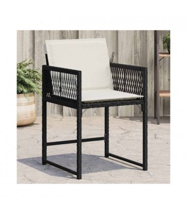 vidaXL Garden Chairs with Cushions 4 pcs Black Poly Rattan — Colour: black and cream