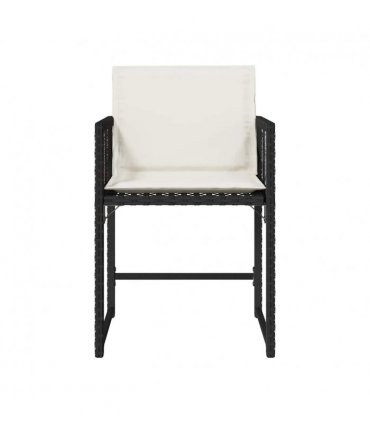 vidaXL Garden Chairs with Cushions 4 pcs Black Poly Rattan — Colour: black and cream
