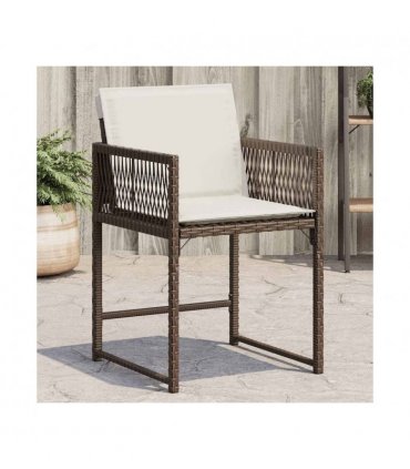 vidaXL Garden Chairs with Cushions 4 pcs Brown Poly Rattan — V0672224014