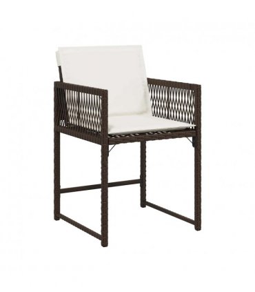 vidaXL Garden Chairs with Cushions 4 pcs Brown Poly Rattan — V0672224014
