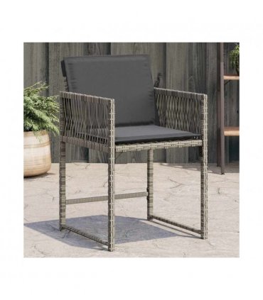 vidaXL Garden Chairs with Cushions 4 pcs Grey Poly Rattan — V0672224015