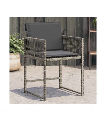 vidaXL Garden Chairs with Cushions 4 pcs Grey Poly Rattan — V0672224015