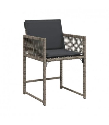 vidaXL Garden Chairs with Cushions 4 pcs Grey Poly Rattan — V0672224015
