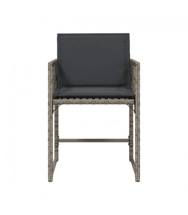 vidaXL Garden Chairs with Cushions 4 pcs Grey Poly Rattan — V0672224015