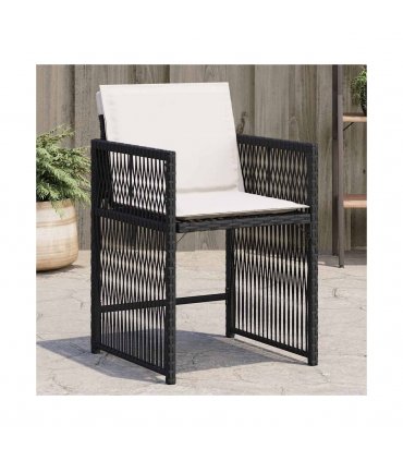 vidaXL Garden Chairs with Cushions 4 pcs Black Poly Rattan — Colour: black and cream — V0672224017