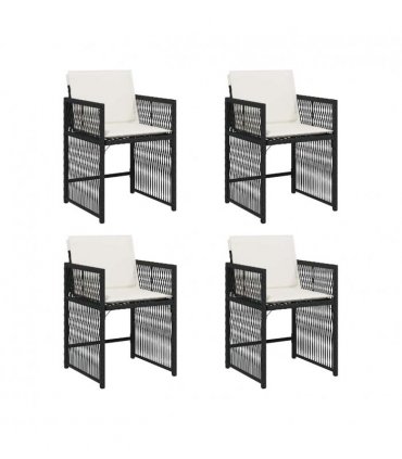 vidaXL Garden Chairs with Cushions 4 pcs Black Poly Rattan — Colour: black and cream — V0672224017